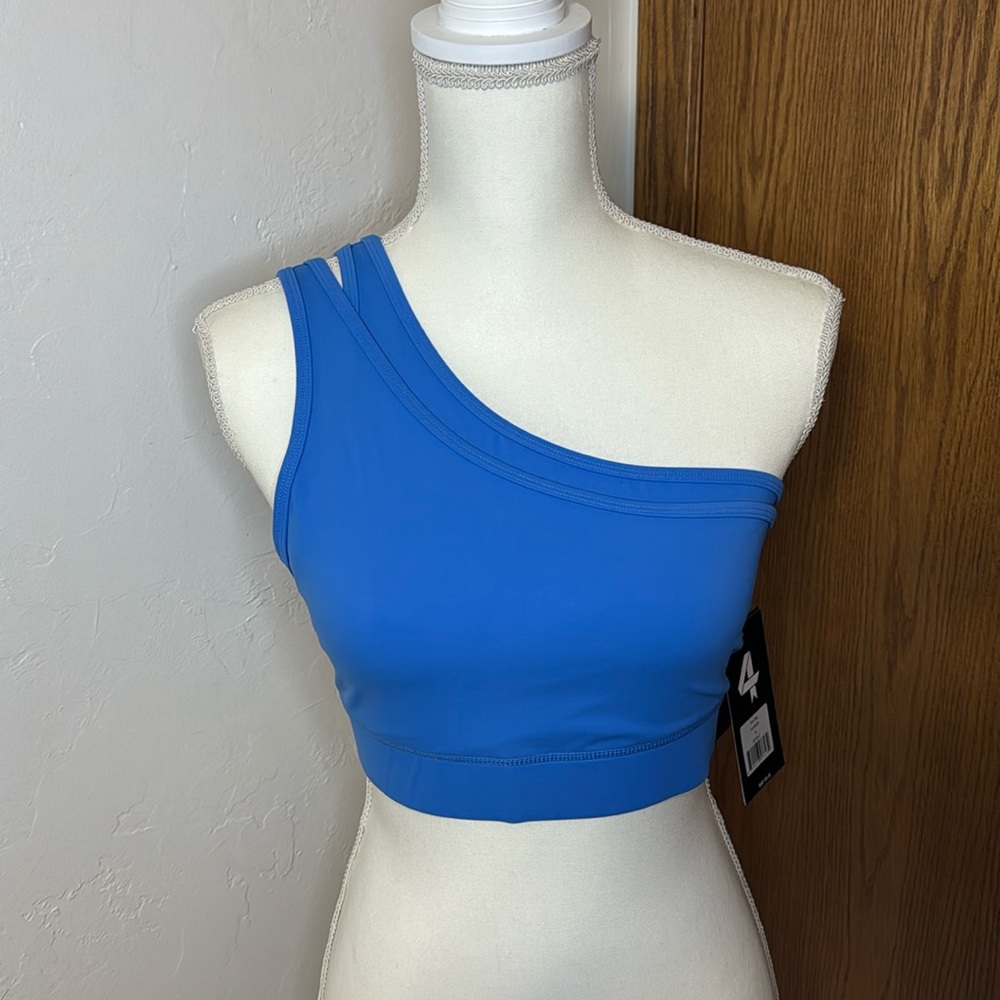 Four Laps Solo single strap sports bra in cornflower blue M